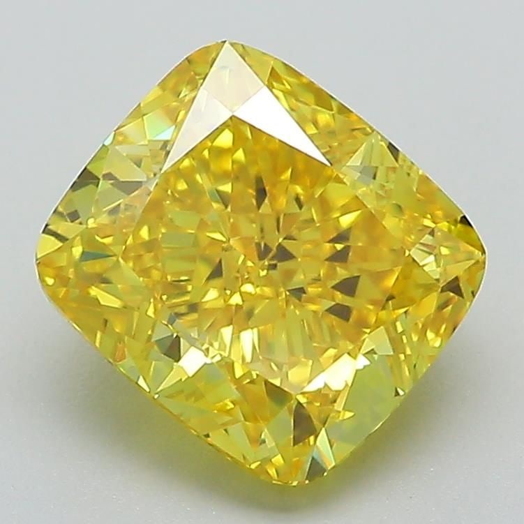 Loose Diamond - CUSHION MODIFIED 2.64ct Fancy Vivid Yellow VS1: Loose Diamond - CUSHION MODIFIED 2.64ct Fancy Vivid Yellow VS1 Source: This is a real non-mined Diamond that has been grown in a lab Shape: CUSHION MODIFIED Carats: 2.64 Color: Fancy Vivid Yellow Cert