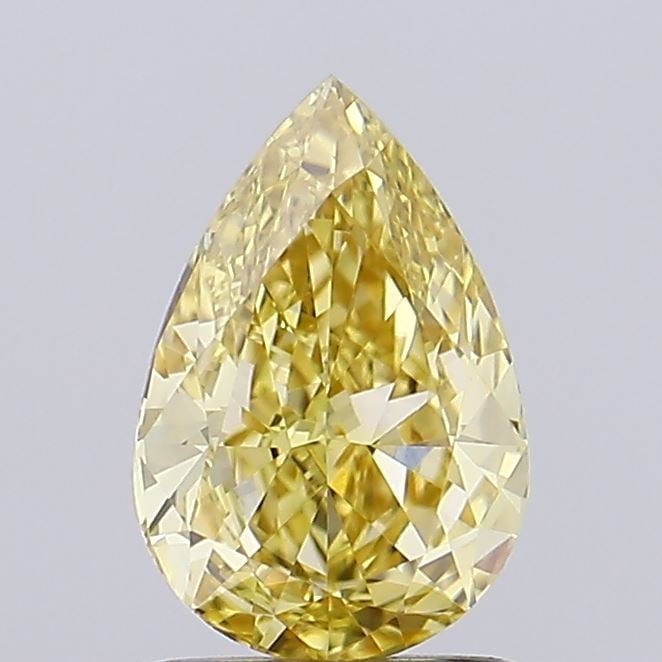 Loose Diamond - PEAR 1.03ct Fancy Intense Yellow VVS2: Loose Diamond - PEAR 1.03ct Fancy Intense Yellow VVS2 Source: This is a real non-mined Diamond that has been grown in a lab Shape: PEAR Carats: 1.03 Color: Fancy Intense Yellow Certification: IGI Vide