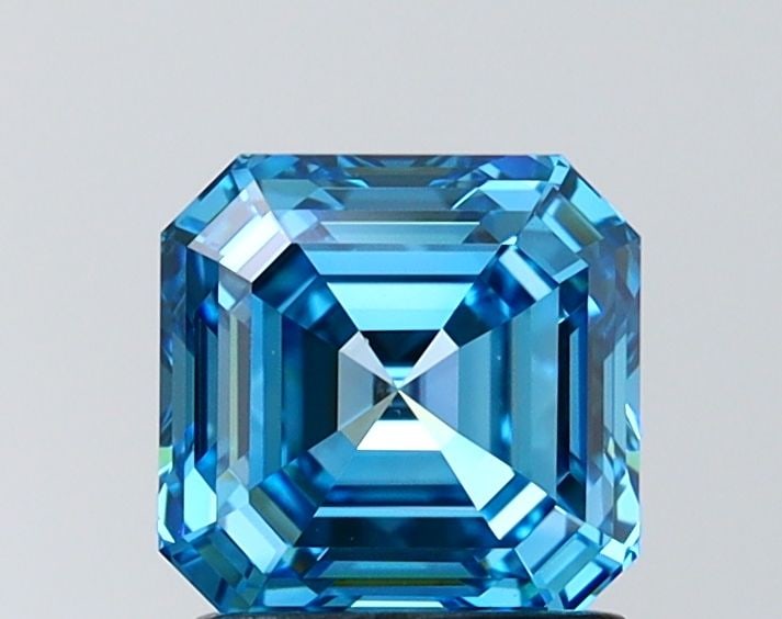 Loose Diamond - ASSCHER 1.55ct Fancy Vivid Blue VVS2: Loose Diamond - ASSCHER 1.55ct Fancy Vivid Blue VVS2 Source: This is a real non-mined Diamond that has been grown in a lab Shape: ASSCHER Carats: 1.55 Color: Fancy Vivid Blue Certification: IGI Video: