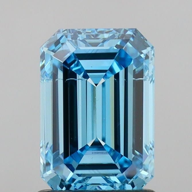Loose Diamond - EMERALD 1.41ct Fancy Vivid Blue SI1: Loose Diamond - EMERALD 1.41ct Fancy Vivid Blue SI1 Source: This is a real non-mined Diamond that has been grown in a lab Shape: EMERALD Carats: 1.41 Color: Fancy Vivid Blue Certification: IGI Video: