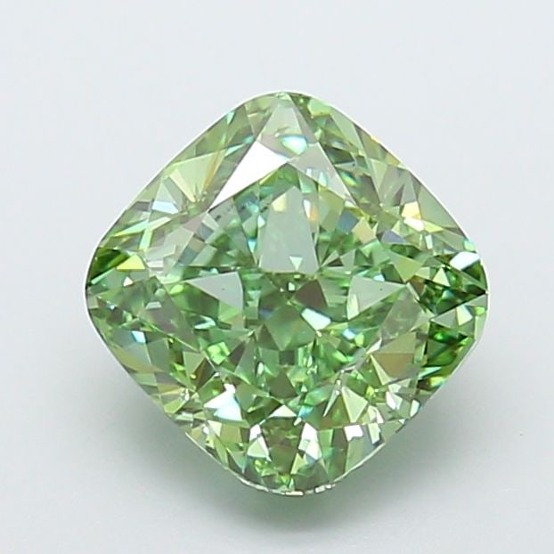 Loose Diamond - CUSHION MODIFIED 3.01ct Fancy Vivid Green VS1: Loose Diamond - CUSHION MODIFIED 3.01ct Fancy Vivid Green VS1 Source: This is a real non-mined Diamond that has been grown in a lab Shape: CUSHION MODIFIED Carats: 3.01 Color: Fancy Vivid Green Certif