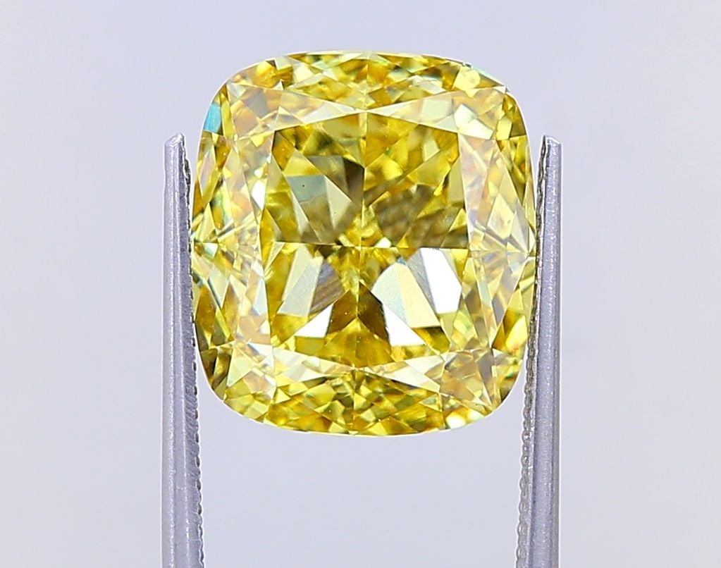 Loose Diamond - CUSHION MODIFIED 10.27ct Fancy Vivid Yellow VS1: Loose Diamond - CUSHION MODIFIED 10.27ct Fancy Vivid Yellow VS1 Source: This is a real non-mined Diamond that has been grown in a lab Shape: CUSHION MODIFIED Carats: 10.27 Color: Fancy Vivid Yellow Ce