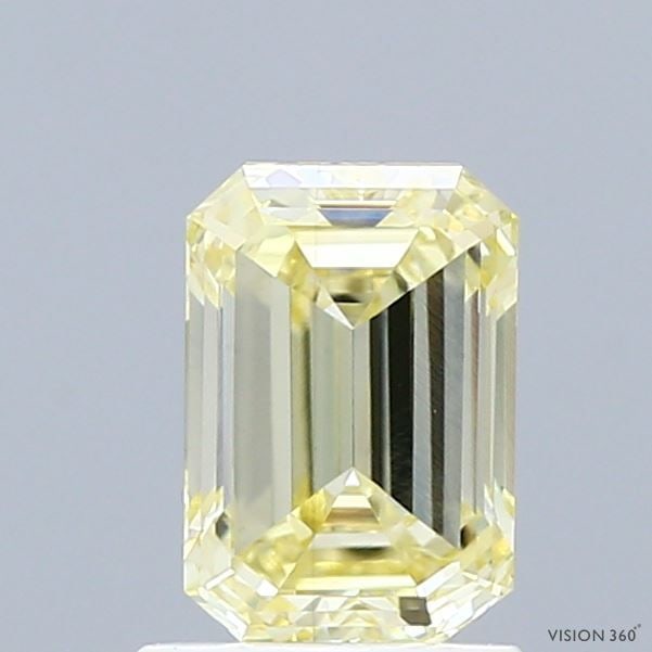 Loose Diamond - EMERALD 1.02ct Fancy Light Yellow VS2: Loose Diamond - EMERALD 1.02ct Fancy Light Yellow VS2 Source: This is a real non-mined Diamond that has been grown in a lab Shape: EMERALD Carats: 1.02 Color: Fancy Light Yellow Certification: IGI Vid