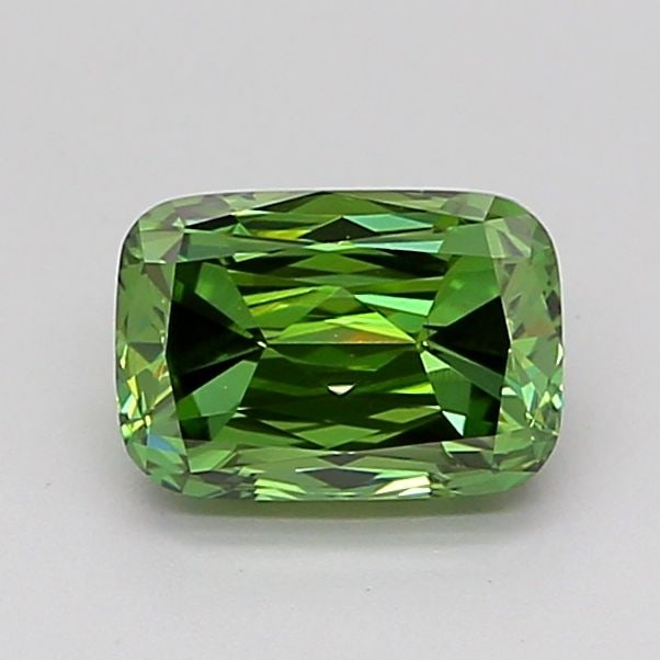 Loose Diamond - CUSHION MODIFIED 0.96ct Fancy Vivid Green VVS2: Loose Diamond - CUSHION MODIFIED 0.96ct Fancy Vivid Green VVS2 Source: This is a real non-mined Diamond that has been grown in a lab Shape: CUSHION MODIFIED Carats: 0.96 Color: Fancy Vivid Green Certi