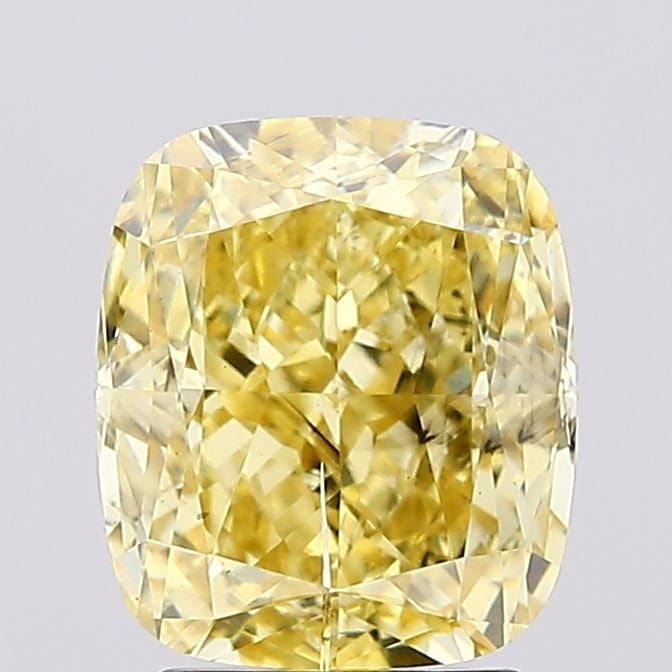 Loose Diamond - CUSHION MODIFIED 3.09ct Fancy Vivid Yellow SI2: Loose Diamond - CUSHION MODIFIED 3.09ct Fancy Vivid Yellow SI2 Source: This is a real non-mined Diamond that has been grown in a lab Shape: CUSHION MODIFIED Carats: 3.09 Color: Fancy Vivid Yellow Cert