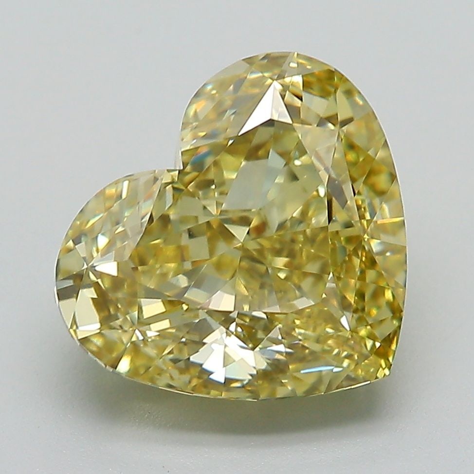 Loose Diamond - HEART 4.58ct Fancy Intense Yellow VVS2: Loose Diamond - HEART 4.58ct Fancy Intense Yellow VVS2 Source: This is a real non-mined Diamond that has been grown in a lab Shape: HEART Carats: 4.58 Color: Fancy Intense Yellow Certification: IGI Vi