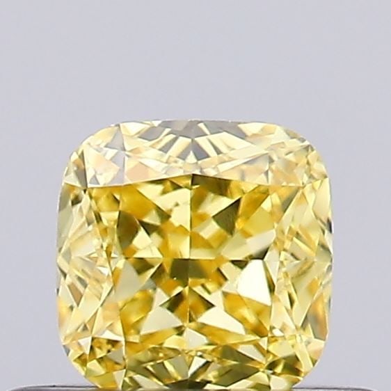 Loose Diamond - CUSHION MODIFIED 0.41ct Fancy Vivid Yellow VS1: Loose Diamond - CUSHION MODIFIED 0.41ct Fancy Vivid Yellow VS1 Source: This is a real non-mined Diamond that has been grown in a lab Shape: CUSHION MODIFIED Carats: 0.41 Color: Fancy Vivid Yellow Cert