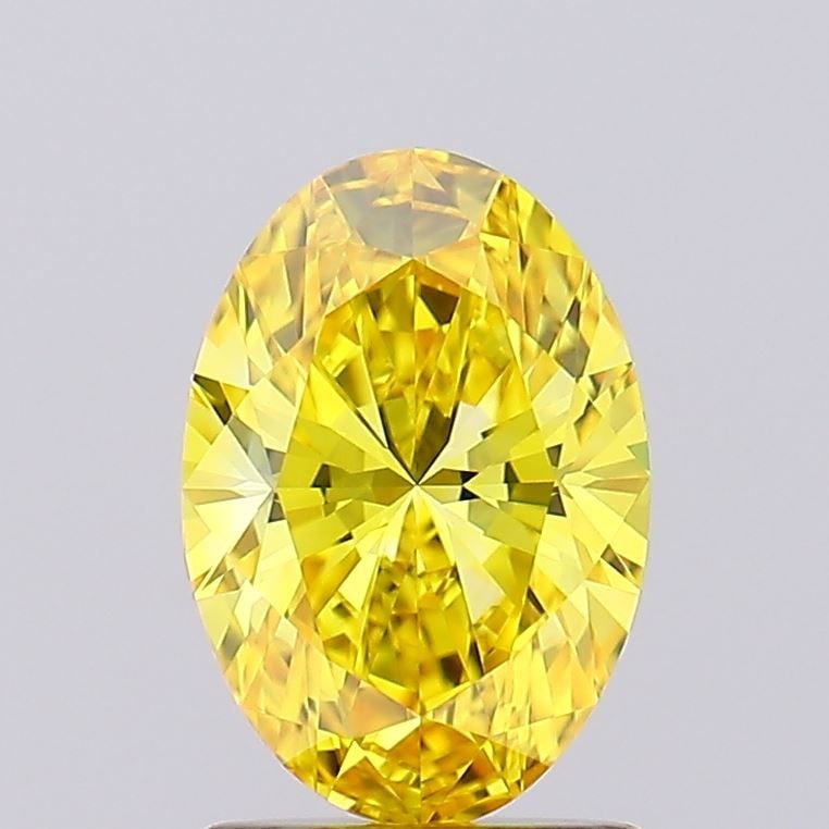 Loose Diamond - OVAL 1.24ct Fancy Vivid Yellow VVS1: Loose Diamond - OVAL 1.24ct Fancy Vivid Yellow VVS1 Source: This is a real non-mined Diamond that has been grown in a lab Shape: OVAL Carats: 1.24 Color: Fancy Vivid Yellow Certification: IGI Video: