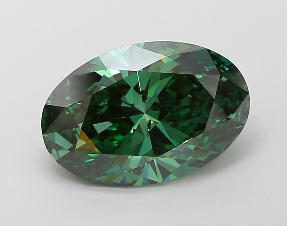 Loose Diamond - OVAL 3.54ct Fancy Vivid Green VS1: Loose Diamond - OVAL 3.54ct Fancy Vivid Green VS1 Source: This is a real non-mined Diamond that has been grown in a lab Shape: OVAL Carats: 3.54 Color: Fancy Vivid Green Certification: IGI Video: