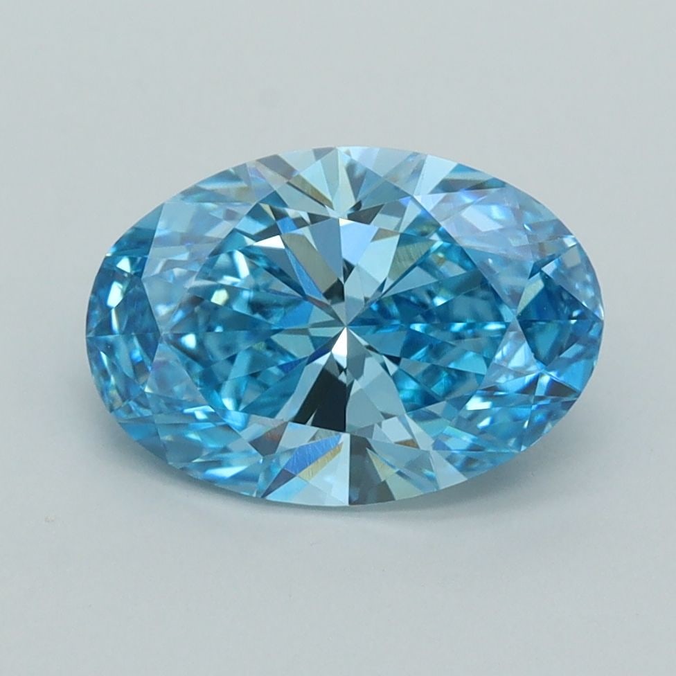 Loose Diamond - OVAL 2.04ct Fancy Vivid Blue VVS2: Loose Diamond - OVAL 2.04ct Fancy Vivid Blue VVS2 Source: This is a real non-mined Diamond that has been grown in a lab Shape: OVAL Carats: 2.04 Color: Fancy Vivid Blue Certification: IGI Video: