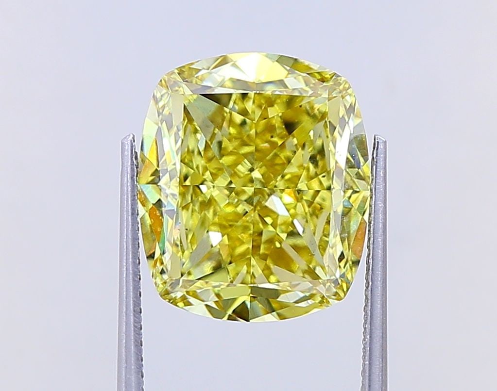 Loose Diamond - CUSHION MODIFIED 9.02ct Fancy Vivid Yellow VS2: Loose Diamond - CUSHION MODIFIED 9.02ct Fancy Vivid Yellow VS2 Source: This is a real non-mined Diamond that has been grown in a lab Shape: CUSHION MODIFIED Carats: 9.02 Color: Fancy Vivid Yellow Cert
