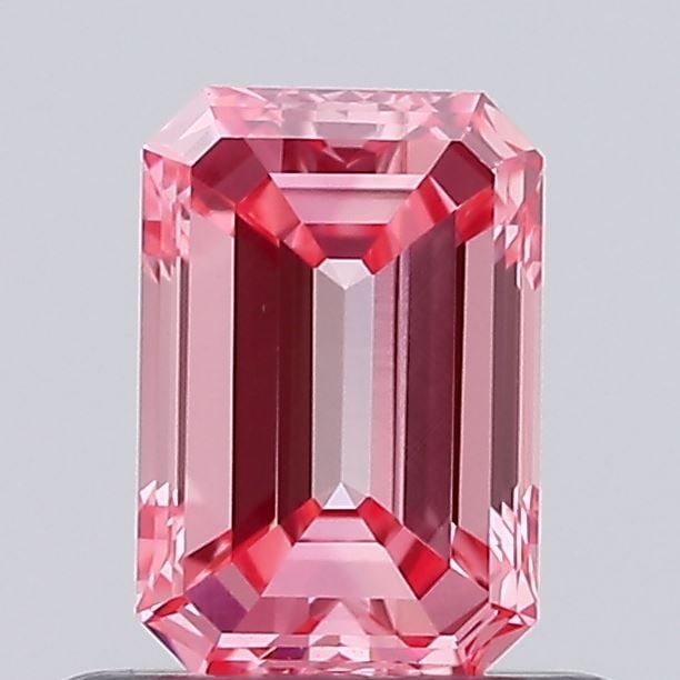 Loose Diamond - EMERALD 0.56ct Fancy Vivid Pink VVS2: Loose Diamond - EMERALD 0.56ct Fancy Vivid Pink VVS2 Source: This is a real non-mined Diamond that has been grown in a lab Shape: EMERALD Carats: 0.56 Color: Fancy Vivid Pink Certification: NONE Video