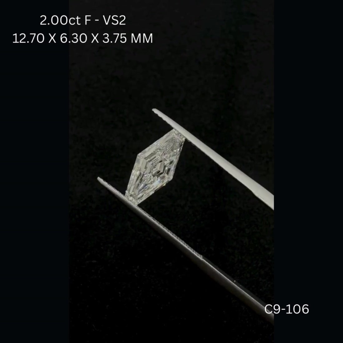 Loose Diamond - SHIELD 2.0ct F VS2: Loose Diamond - SHIELD 2.0ct F VS2 Source: This is a real non-mined Diamond that has been grown in a lab Shape: SHIELD Carats: 2.0 Color: F Clarity: VS2 Certification: NONE Video: