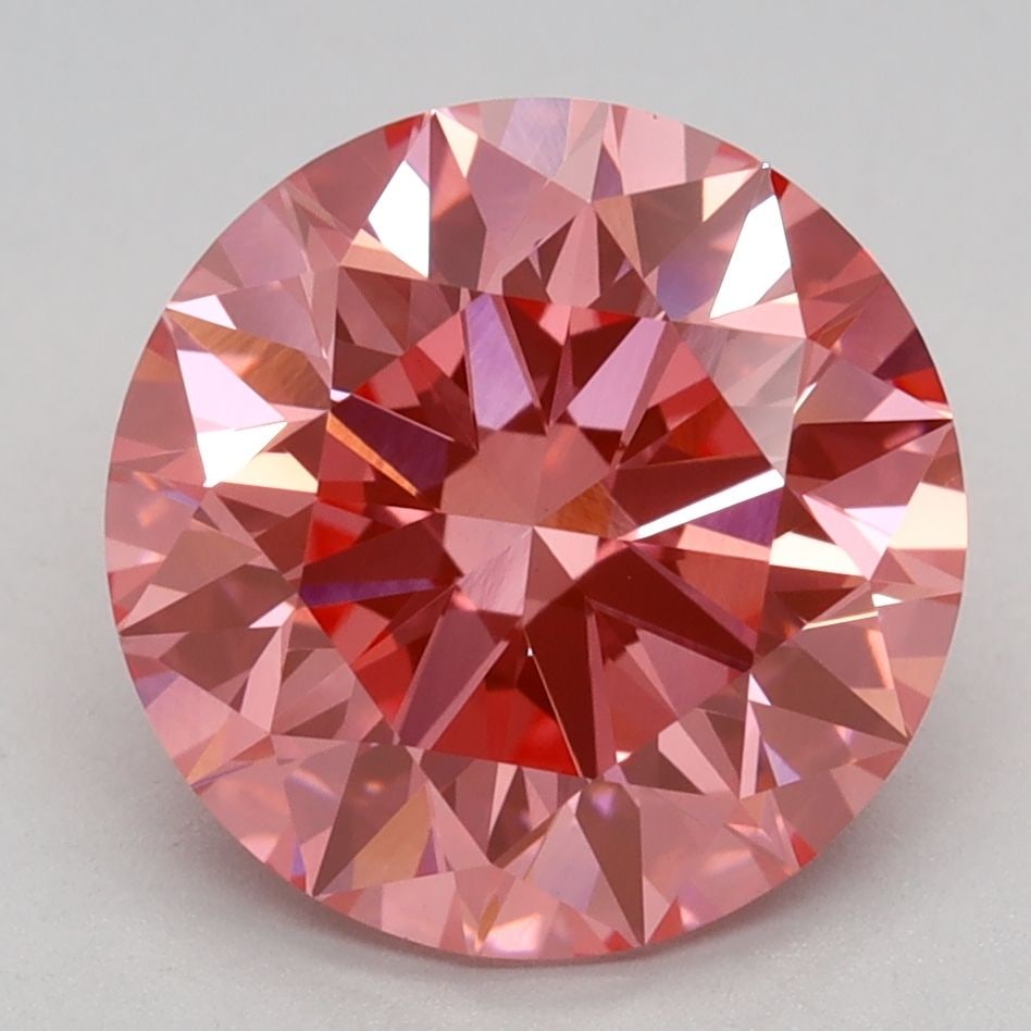 Ideal Loose Diamond - ROUND 3.07ct Fancy Vivid Pink VVS2: Ideal Loose Diamond - ROUND 3.07ct Fancy Vivid Pink VVS2 Source: This is a real non-mined Diamond that has been grown in a lab Shape: ROUND Carats: 3.07 Color: Fancy Vivid Pink Certification: IGI Vide