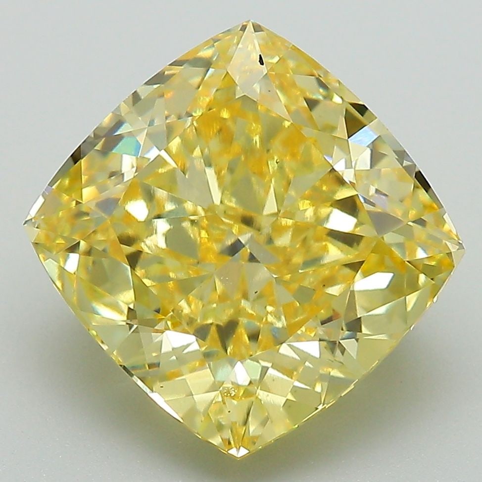 Loose Diamond - CUSHION MODIFIED 6.36ct Fancy Vivid Yellow VS1: Loose Diamond - CUSHION MODIFIED 6.36ct Fancy Vivid Yellow VS1 Source: This is a real non-mined Diamond that has been grown in a lab Shape: CUSHION MODIFIED Carats: 6.36 Color: Fancy Vivid Yellow Cert