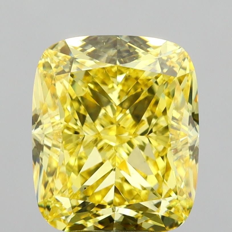 Loose Diamond - CUSHION MODIFIED 4.05ct Fancy Vivid Yellow VS1: Loose Diamond - CUSHION MODIFIED 4.05ct Fancy Vivid Yellow VS1 Source: This is a real non-mined Diamond that has been grown in a lab Shape: CUSHION MODIFIED Carats: 4.05 Color: Fancy Vivid Yellow Cert