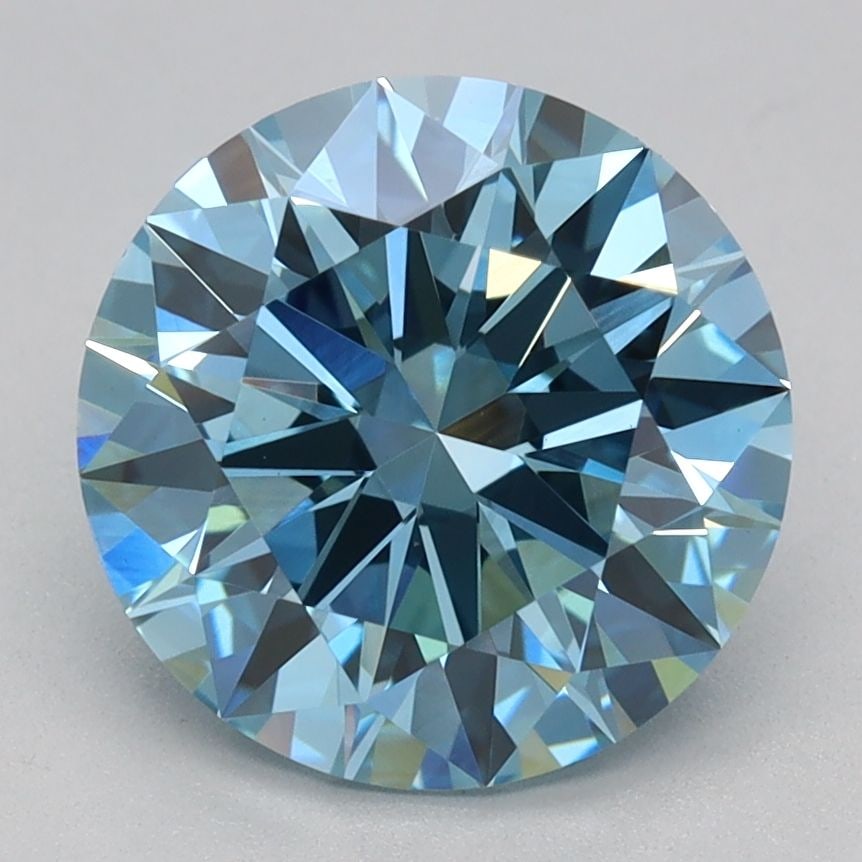 Ideal Loose Diamond - ROUND 2.19ct Fancy Vivid Blue VVS2: Ideal Loose Diamond - ROUND 2.19ct Fancy Vivid Blue VVS2 Source: This is a real non-mined Diamond that has been grown in a lab Shape: ROUND Carats: 2.19 Color: Fancy Vivid Blue Certification: IGI Vide