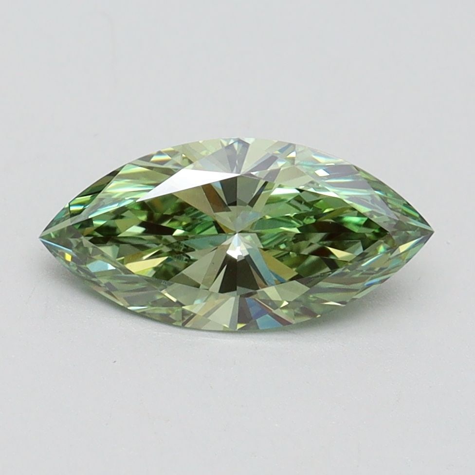 Loose Diamond - MARQUISE 1.06ct Fancy Vivid Green VVS2: Loose Diamond - MARQUISE 1.06ct Fancy Vivid Green VVS2 Source: This is a real non-mined Diamond that has been grown in a lab Shape: MARQUISE Carats: 1.06 Color: Fancy Vivid Green Certification: IGI Vi
