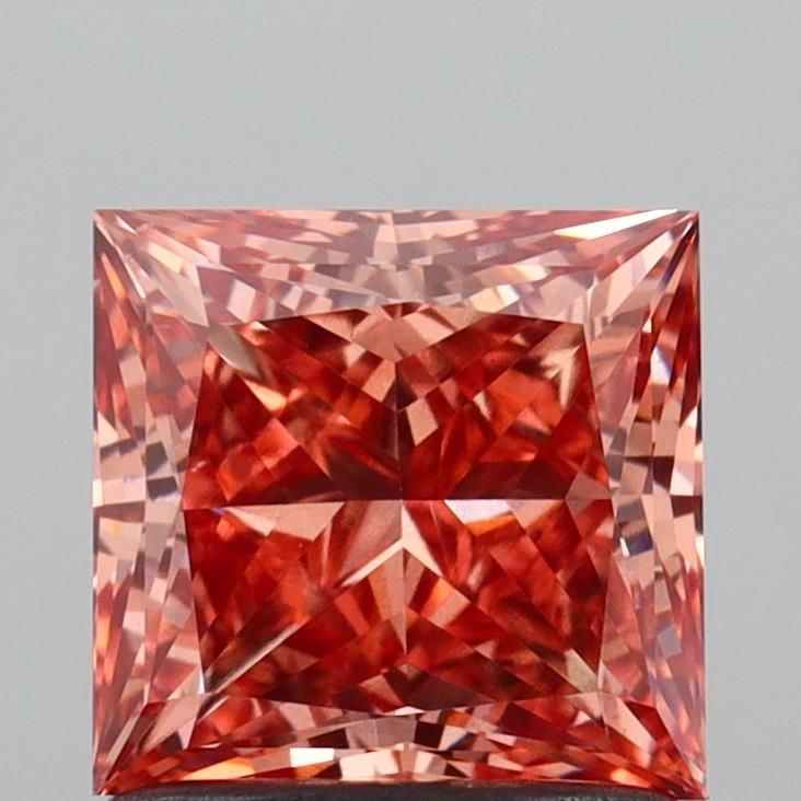Loose Diamond - PRINCESS 1.26ct Fancy Vivid Orangey Pink VS1: Loose Diamond - PRINCESS 1.26ct Fancy Vivid Orangey Pink VS1 Source: This is a real non-mined Diamond that has been grown in a lab Shape: PRINCESS Carats: 1.26 Color: Fancy Vivid Orangey Pink Certific