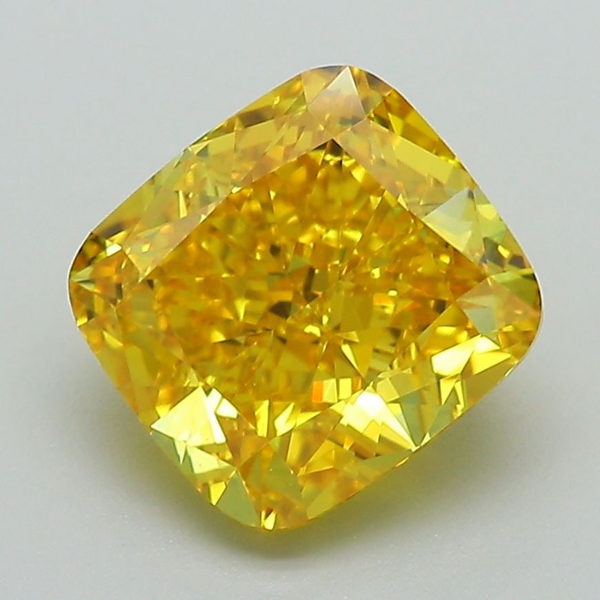 Loose Diamond - CUSHION BRILLIANT 3.08ct Fancy Vivid Yellow VS1: Loose Diamond - CUSHION BRILLIANT 3.08ct Fancy Vivid Yellow VS1 Source: This is a real non-mined Diamond that has been grown in a lab Shape: CUSHION BRILLIANT Carats: 3.08 Color: Fancy Vivid Yellow Ce