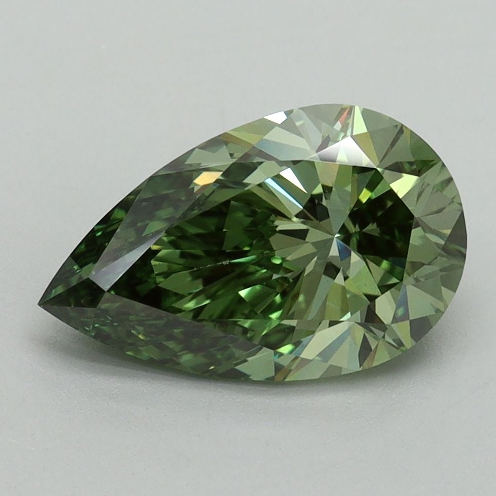 Loose Diamond - PEAR 2.07ct Fancy Vivid Green VS1: Loose Diamond - PEAR 2.07ct Fancy Vivid Green VS1 Source: This is a real non-mined Diamond that has been grown in a lab Shape: PEAR Carats: 2.07 Color: Fancy Vivid Green Certification: IGI Video: