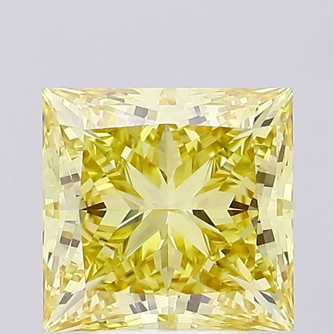 Loose Diamond - PRINCESS 5.18ct Fancy Vivid Yellow VVS2: Loose Diamond - PRINCESS 5.18ct Fancy Vivid Yellow VVS2 Source: This is a real non-mined Diamond that has been grown in a lab Shape: PRINCESS Carats: 5.18 Color: Fancy Vivid Yellow Certification: IGI