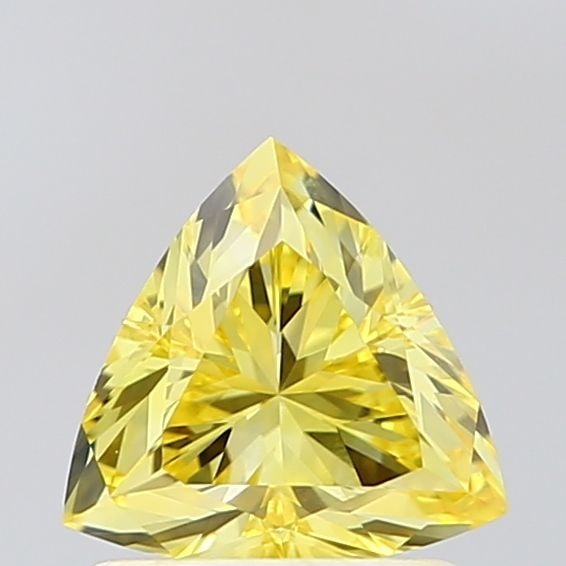 Loose Diamond - TRIANGULAR 1.02ct Fancy Vivid Yellow VS1: Loose Diamond - TRIANGULAR 1.02ct Fancy Vivid Yellow VS1 Source: This is a real non-mined Diamond that has been grown in a lab Shape: TRIANGULAR Carats: 1.02 Color: Fancy Vivid Yellow Certification: I