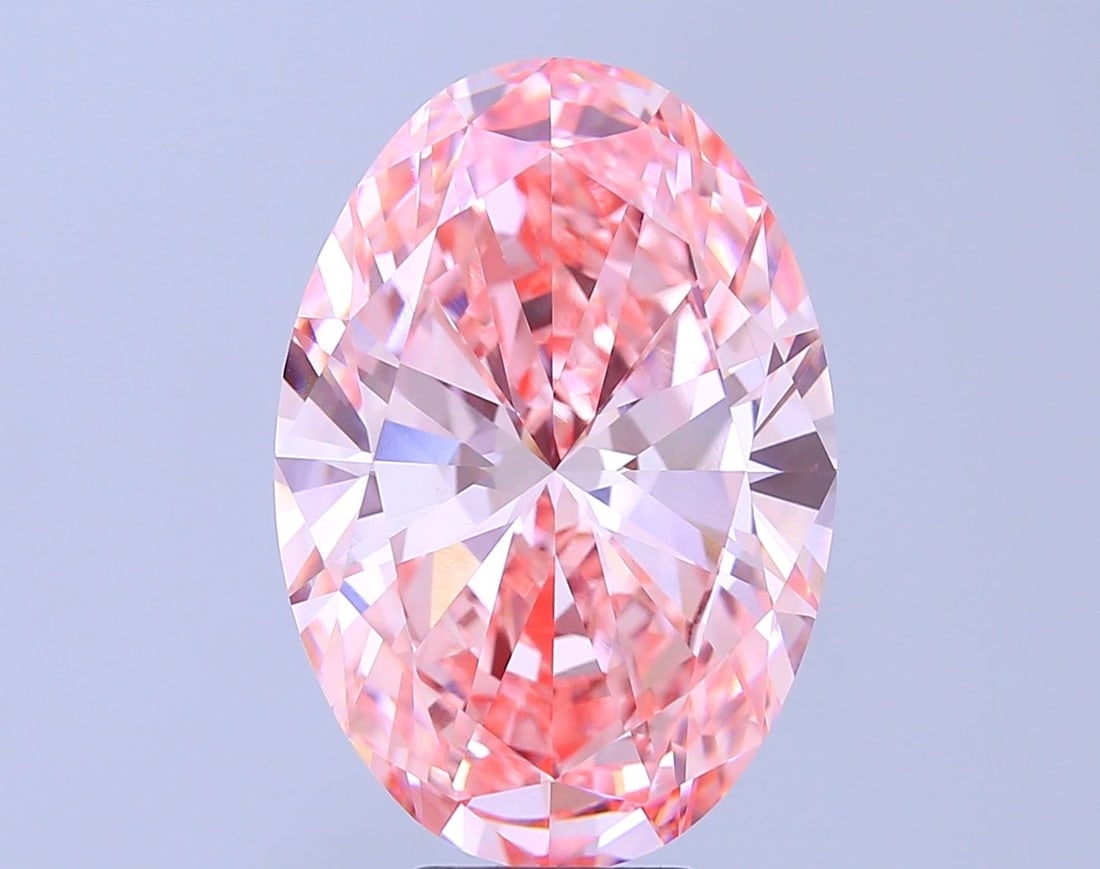 Loose Diamond - OVAL 10.05ct Fancy Vivid Pink VVS2: Loose Diamond - OVAL 10.05ct Fancy Vivid Pink VVS2 Source: This is a real non-mined Diamond that has been grown in a lab Shape: OVAL Carats: 10.05 Color: Fancy Vivid Pink Certification: IGI Video: