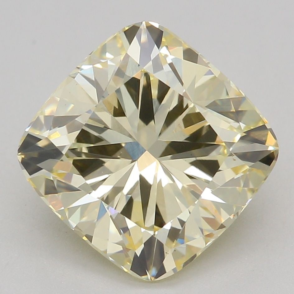 Loose Diamond - CUSHION BRILLIANT 2.56ct Fancy Yellow VS1: Loose Diamond - CUSHION BRILLIANT 2.56ct Fancy Yellow VS1 Source: This is a real non-mined Diamond that has been grown in a lab Shape: CUSHION BRILLIANT Carats: 2.56 Color: Fancy Yellow Certification:
