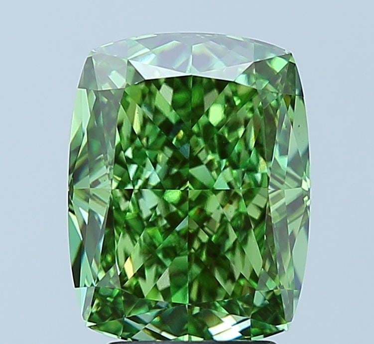 Loose Diamond - CUSHION MODIFIED 4.34ct Fancy Vivid Green VS1: Loose Diamond - CUSHION MODIFIED 4.34ct Fancy Vivid Green VS1 Source: This is a real non-mined Diamond that has been grown in a lab Shape: CUSHION MODIFIED Carats: 4.34 Color: Fancy Vivid Green Certif