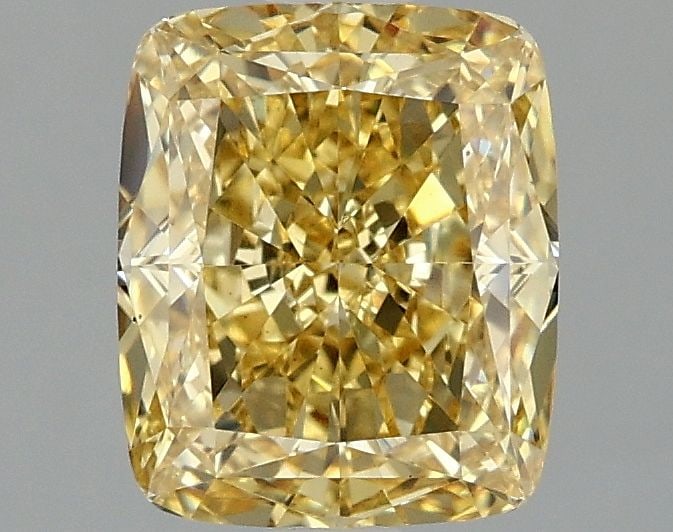 Loose Diamond - CUSHION MODIFIED 2.05ct Fancy Intense Yellow VS1: Loose Diamond - CUSHION MODIFIED 2.05ct Fancy Intense Yellow VS1 Source: This is a real non-mined Diamond that has been grown in a lab Shape: CUSHION MODIFIED Carats: 2.05 Color: Fancy Intense Yellow