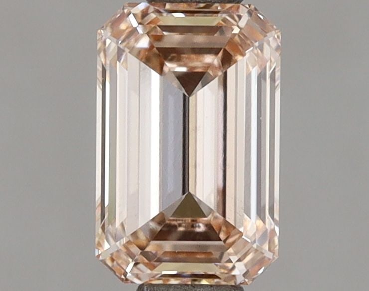 Loose Diamond - EMERALD 1.06ct Fancy Pinkish Orange VS1: Loose Diamond - EMERALD 1.06ct Fancy Pinkish Orange VS1 Source: This is a real non-mined Diamond that has been grown in a lab Shape: EMERALD Carats: 1.06 Color: Fancy Pinkish Orange Certification: IGI
