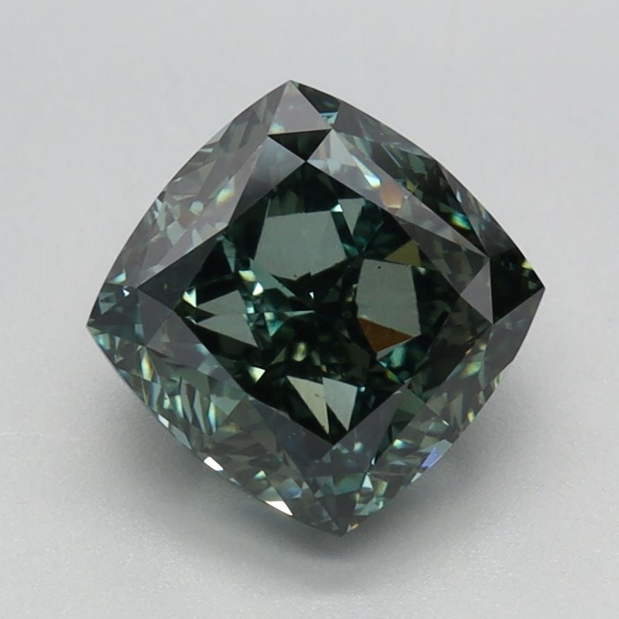 Loose Diamond - CUSHION MODIFIED 2.23ct Fancy Green VS1: Loose Diamond - CUSHION MODIFIED 2.23ct Fancy Green VS1 Source: This is a real non-mined Diamond that has been grown in a lab Shape: CUSHION MODIFIED Carats: 2.23 Color: Fancy Green Certification: IGI