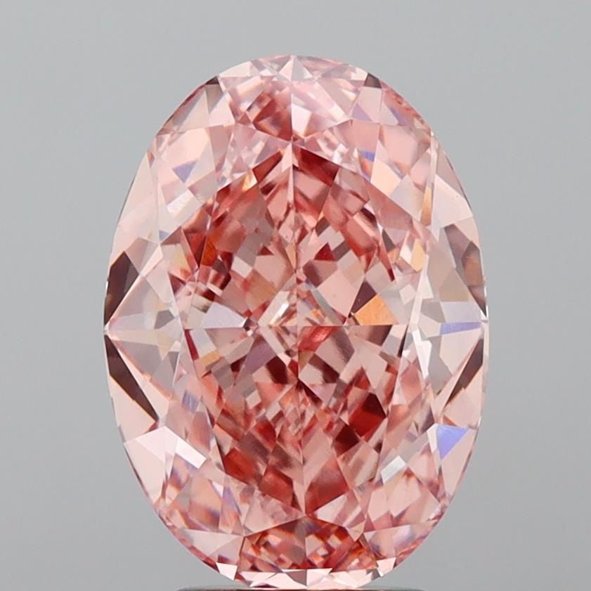 Loose Diamond - OVAL 5.52ct Fancy Vivid Brownish Pink VVS2: Loose Diamond - OVAL 5.52ct Fancy Vivid Brownish Pink VVS2 Source: This is a real non-mined Diamond that has been grown in a lab Shape: OVAL Carats: 5.52 Color: Fancy Vivid Brownish Pink