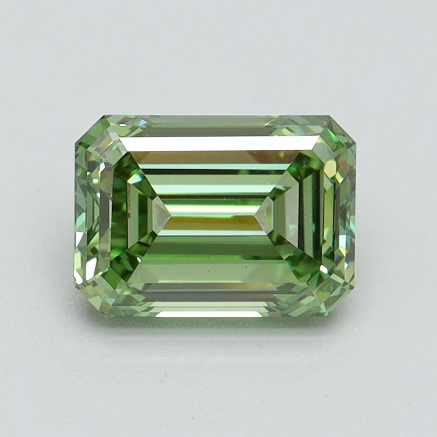 Loose Diamond - EMERALD 1.52ct Fancy Vivid Green VS1: Loose Diamond - EMERALD 1.52ct Fancy Vivid Green VS1 Source: This is a real non-mined Diamond that has been grown in a lab Shape: EMERALD Carats: 1.52 Color: Fancy Vivid Green Certification: IGI Video