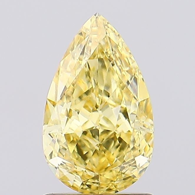 Loose Diamond - PEAR 1.51ct Fancy Vivid Yellow VS1: Loose Diamond - PEAR 1.51ct Fancy Vivid Yellow VS1 Source: This is a real non-mined Diamond that has been grown in a lab Shape: PEAR Carats: 1.51 Color: Fancy Vivid Yellow Certification: IGI Video: