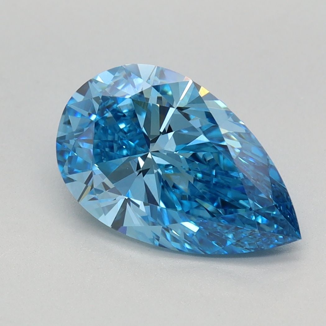 Loose Diamond - PEAR 1.63ct Fancy Vivid Blue VVS2: Loose Diamond - PEAR 1.63ct Fancy Vivid Blue VVS2 Source: This is a real non-mined Diamond that has been grown in a lab Shape: PEAR Carats: 1.63 Color: Fancy Vivid Blue Certification: IGI Video: