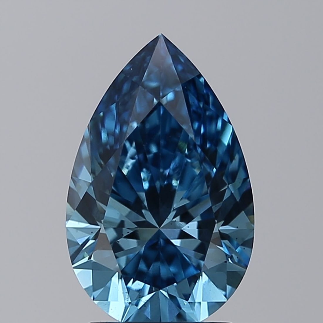 Loose Diamond - PEAR 2.01ct Fancy Vivid Blue VS2: Loose Diamond - PEAR 2.01ct Fancy Vivid Blue VS2 Source: This is a real non-mined Diamond that has been grown in a lab Shape: PEAR Carats: 2.01 Color: Fancy Vivid Blue Certification: IGI Video: