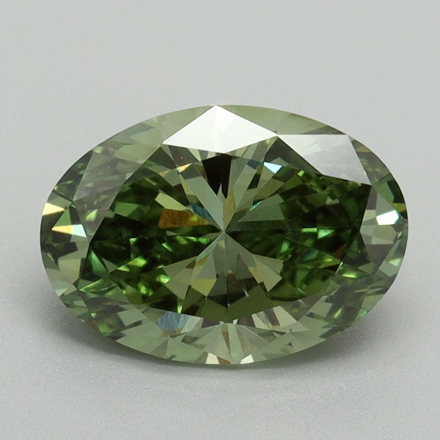 Loose Diamond - OVAL 2.07ct Fancy Vivid Green VS1: Loose Diamond - OVAL 2.07ct Fancy Vivid Green VS1 Source: This is a real non-mined Diamond that has been grown in a lab Shape: OVAL Carats: 2.07 Color: Fancy Vivid Green Certification: IGI Video: