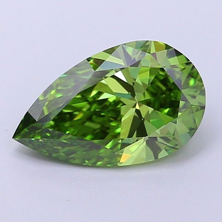 Loose Diamond - PEAR 1.18ct Fancy Vivid Green VVS2: Loose Diamond - PEAR 1.18ct Fancy Vivid Green VVS2 Source: This is a real non-mined Diamond that has been grown in a lab Shape: PEAR Carats: 1.18 Color: Fancy Vivid Green Certification: IGI Video: