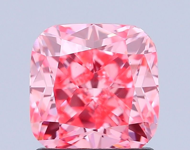 Loose Diamond - CUSHION MODIFIED 1.56ct Fancy Vivid Pink VS1: Loose Diamond - CUSHION MODIFIED 1.56ct Fancy Vivid Pink VS1 Source: This is a real non-mined Diamond that has been grown in a lab Shape: CUSHION MODIFIED Carats: 1.56 Color: Fancy Vivid Pink Certific
