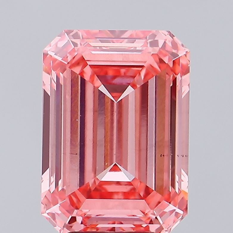 Loose Diamond - EMERALD 5.05ct Fancy Vivid Pink VS2: Loose Diamond - EMERALD 5.05ct Fancy Vivid Pink VS2 Source: This is a real non-mined Diamond that has been grown in a lab Shape: EMERALD Carats: 5.05 Color: Fancy Vivid Pink Certification: IGI Video:
