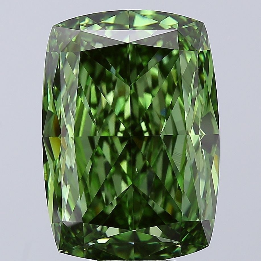 Loose Diamond - CUSHION MODIFIED 10.09ct Fancy Vivid Green VS1: Loose Diamond - CUSHION MODIFIED 10.09ct Fancy Vivid Green VS1 Source: This is a real non-mined Diamond that has been grown in a lab Shape: CUSHION MODIFIED Carats: 10.09 Color: Fancy Vivid Green Cert