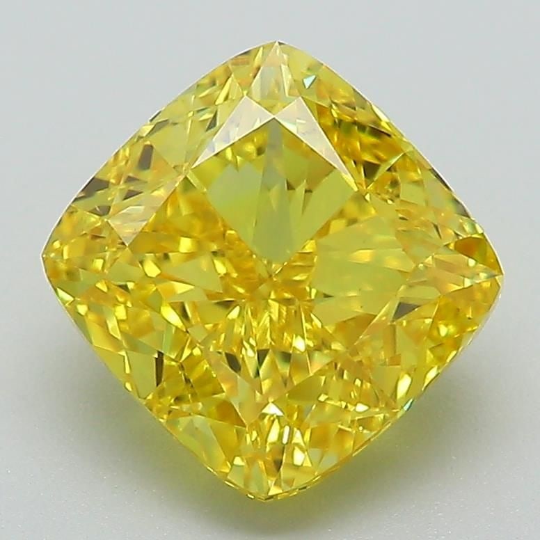 Loose Diamond - CUSHION MODIFIED 3.03ct Fancy Vivid Yellow VS1: Loose Diamond - CUSHION MODIFIED 3.03ct Fancy Vivid Yellow VS1 Source: This is a real non-mined Diamond that has been grown in a lab Shape: CUSHION MODIFIED Carats: 3.03 Color: Fancy Vivid Yellow Cert
