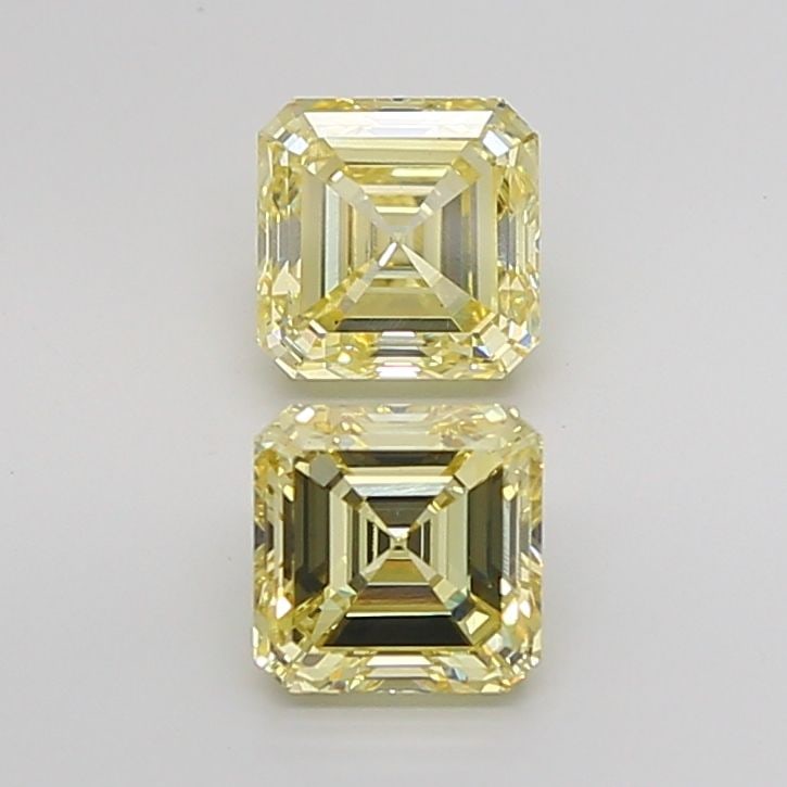 Loose Diamond - ASSCHER 1.48ct Fancy Light Yellow VS1: Loose Diamond - ASSCHER 1.48ct Fancy Light Yellow VS1 Source: This is a real non-mined Diamond that has been grown in a lab Shape: ASSCHER Carats: 1.48 Color: Fancy Light Yellow Certification: IGI Vid