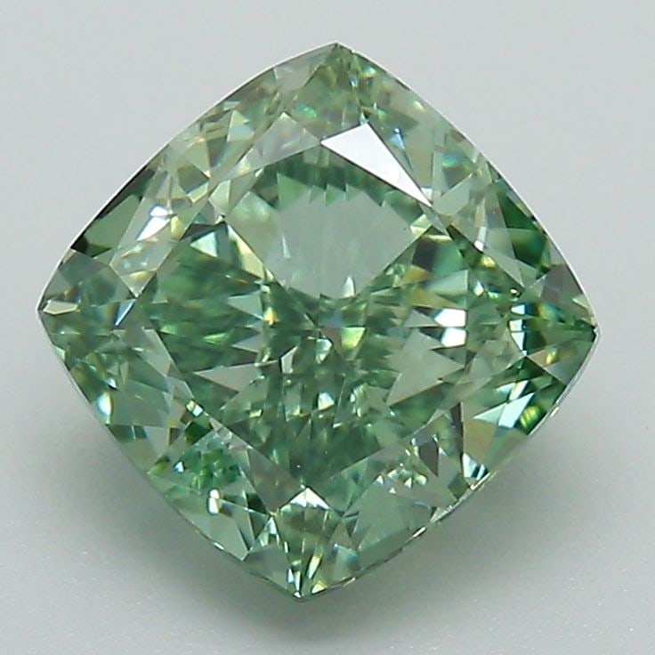 Loose Diamond - CUSHION MODIFIED 2.44ct Fancy Vivid Green VS1: Loose Diamond - CUSHION MODIFIED 2.44ct Fancy Vivid Green VS1 Source: This is a real non-mined Diamond that has been grown in a lab Shape: CUSHION MODIFIED Carats: 2.44 Color: Fancy Vivid Green Certif