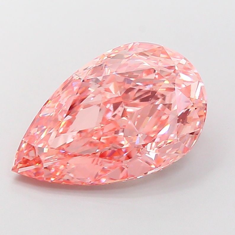Loose Diamond - PEAR 7.77ct Fancy Vivid Pink VVS2: Loose Diamond - PEAR 7.77ct Fancy Vivid Pink VVS2 Source: This is a real non-mined Diamond that has been grown in a lab Shape: PEAR Carats: 7.77 Color: Fancy Vivid Pink Certification: IGI Video: