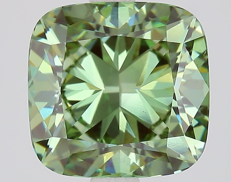 Loose Diamond - CUSHION MODIFIED 2.61ct Fancy Vivid Green VVS2: Loose Diamond - CUSHION MODIFIED 2.61ct Fancy Vivid Green VVS2 Source: This is a real non-mined Diamond that has been grown in a lab Shape: CUSHION MODIFIED Carats: 2.61 Color: Fancy Vivid Green Certi