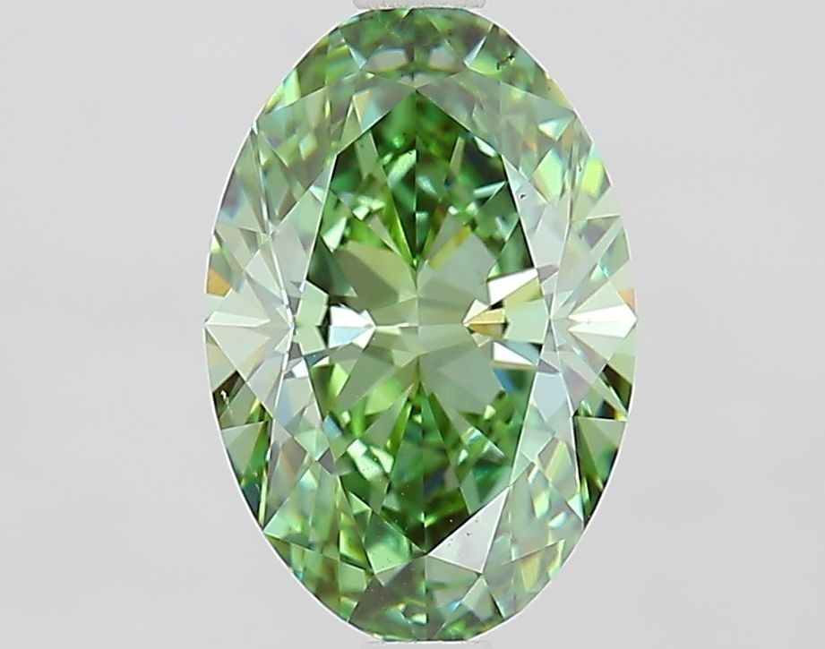 Loose Diamond - OVAL 2.1ct Fancy Vivid Green VS1: Loose Diamond - OVAL 2.1ct Fancy Vivid Green VS1 Source: This is a real non-mined Diamond that has been grown in a lab Shape: OVAL Carats: 2.1 Color: Fancy Vivid Green Certification: IGI Video:
