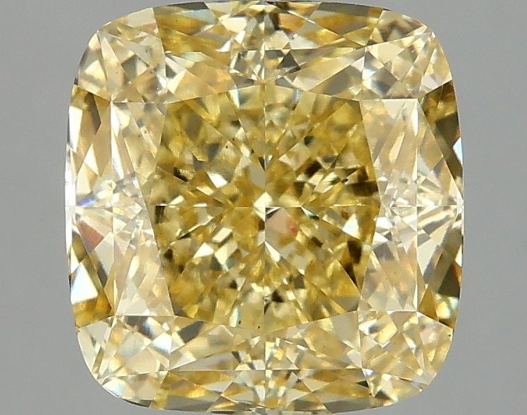 Loose Diamond - CUSHION MODIFIED 4.1ct Fancy Vivid Yellow VS2: Loose Diamond - CUSHION MODIFIED 4.1ct Fancy Vivid Yellow VS2 Source: This is a real non-mined Diamond that has been grown in a lab Shape: CUSHION MODIFIED Carats: 4.1 Color: Fancy Vivid Yellow Certif